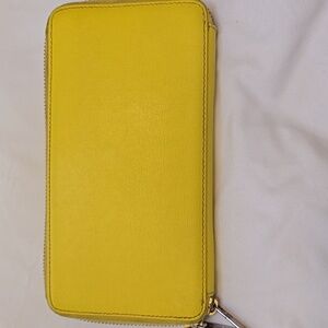 NEELY & CHLOE REAL LEATHER DOUBLE ZIPPER YELLOW WALLET